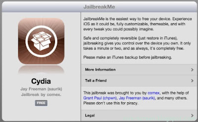 Jalbreakme 3.0 on iPad 2 interface: Cydia