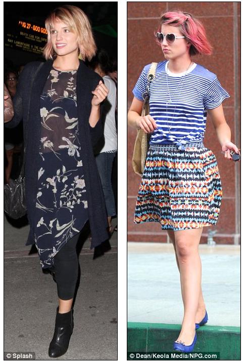 Dianna+agron+pink+hair+on+set