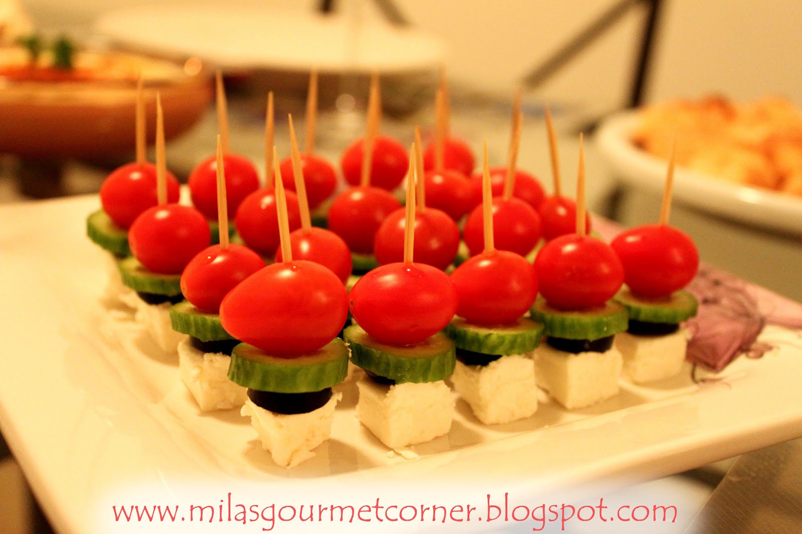 Mila's gourmet corner Greek hors d'oeuvres recipe (рецепт греческих шпажек)