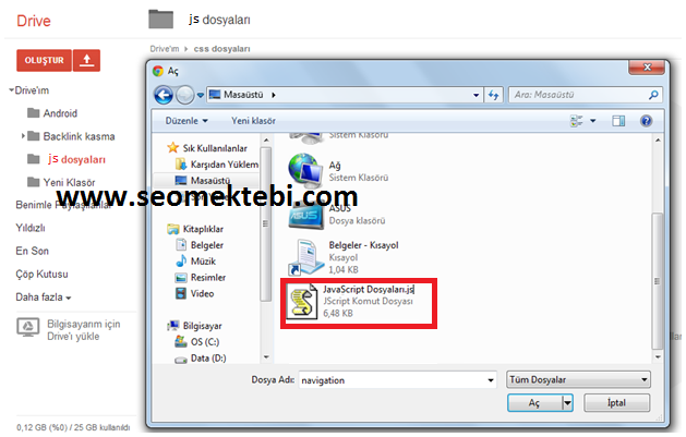 Google Drive Blogger'da JavaScript Dosyaları Yayınlama