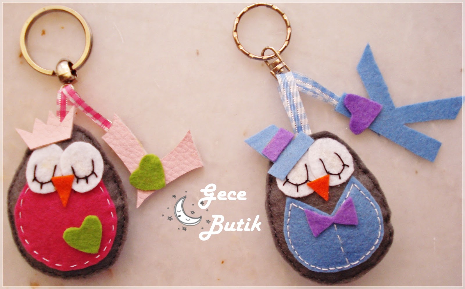 Gece Butik Keçe BAYKUŞ Anahtarlık ve Bebek Şekeri