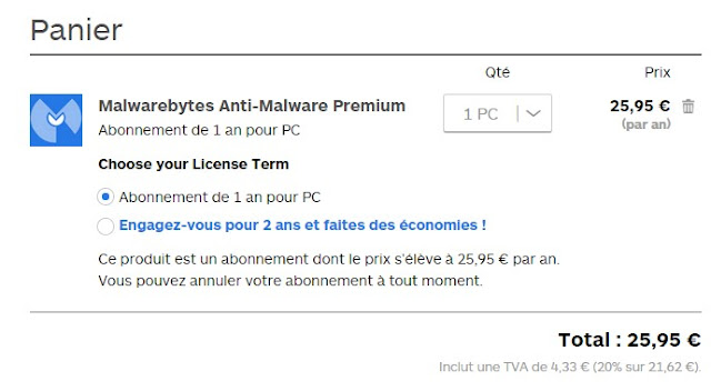 Malwarebytes Anti-Malware Premium Abonnement de 1 an pour PC