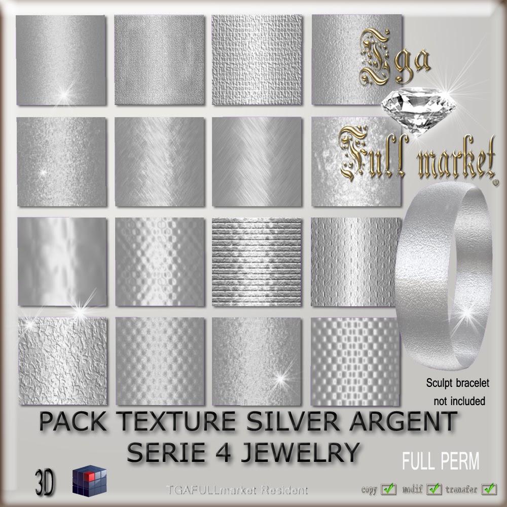 PACK TEXTURE SILVER ARGENT SERIE 4 JEWELRY