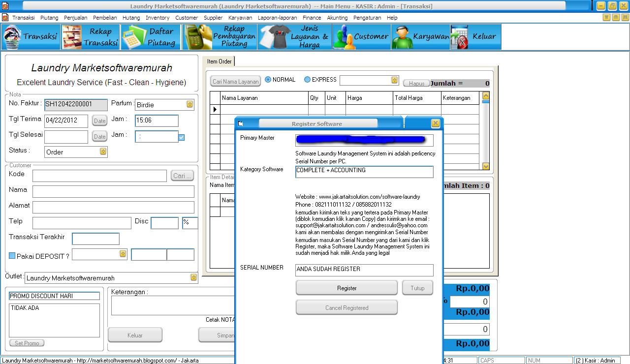 Software Murah Jual Laundry Management System Complete + Accounting