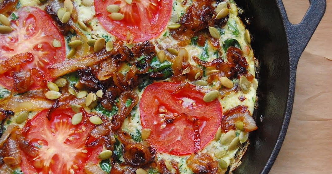 palate/palette/plate Spinach Frittata with Caramelized Onions
