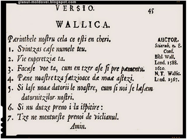 rugaciunea Tatal Nostru, scrisa într-un dialect celt al provinciei Wallace din Anglia