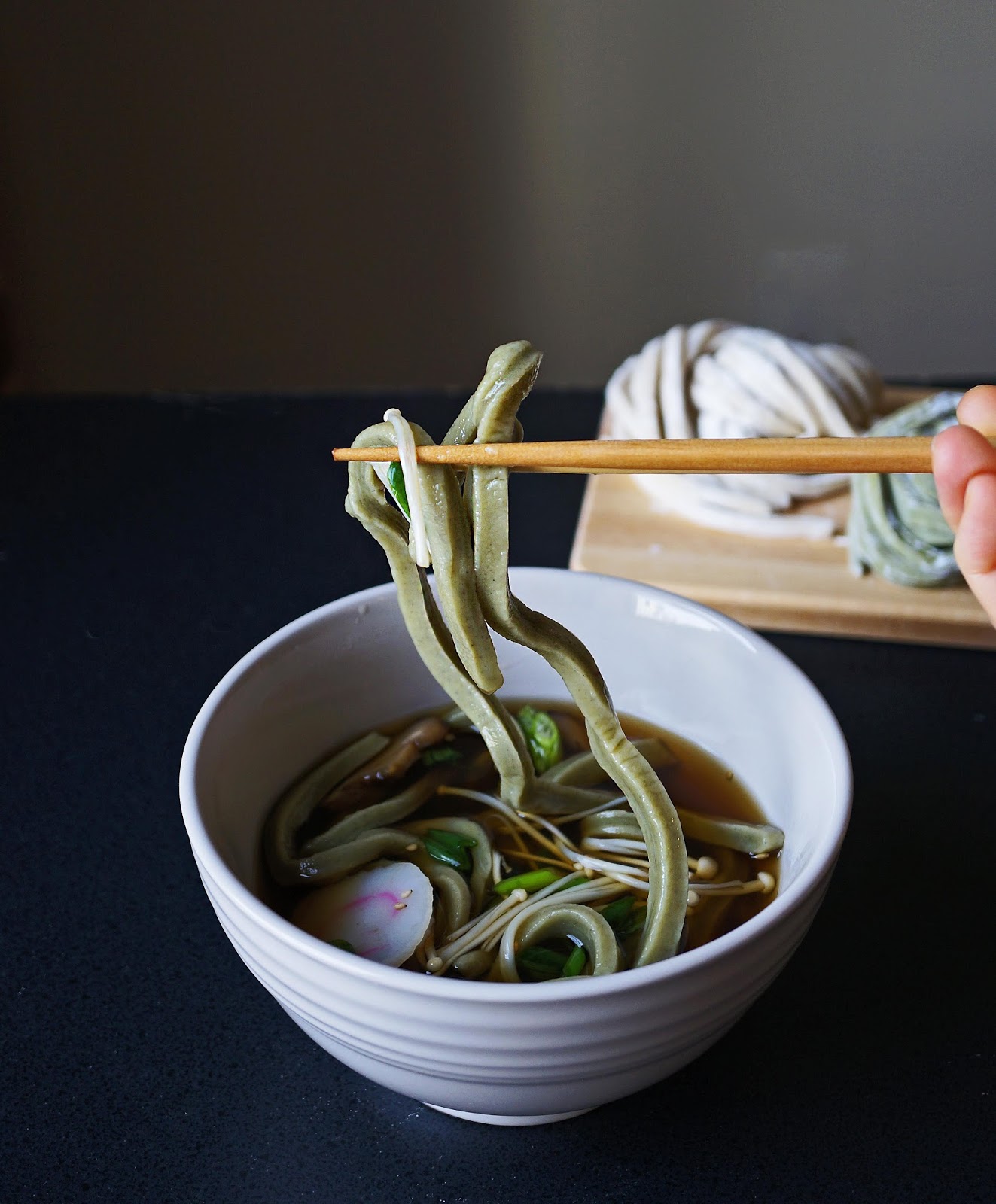 Miss Hangrypants Homemade matcha udon noodles