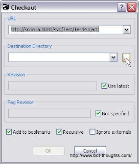Subversion checkout dialog