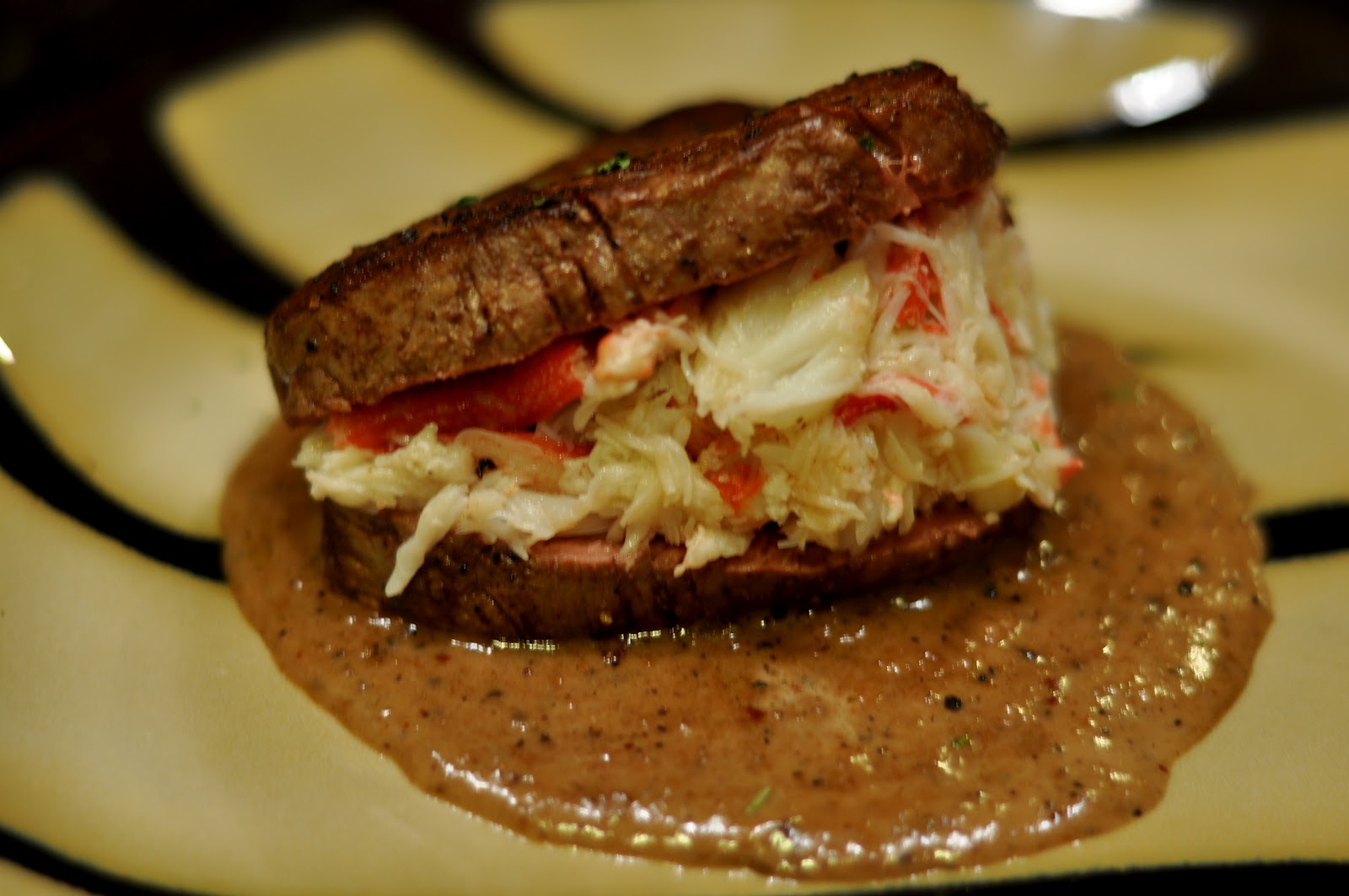 Party with Leah Crab Stuffed Filet Mignon with Whiskey Peppercorn Sauce