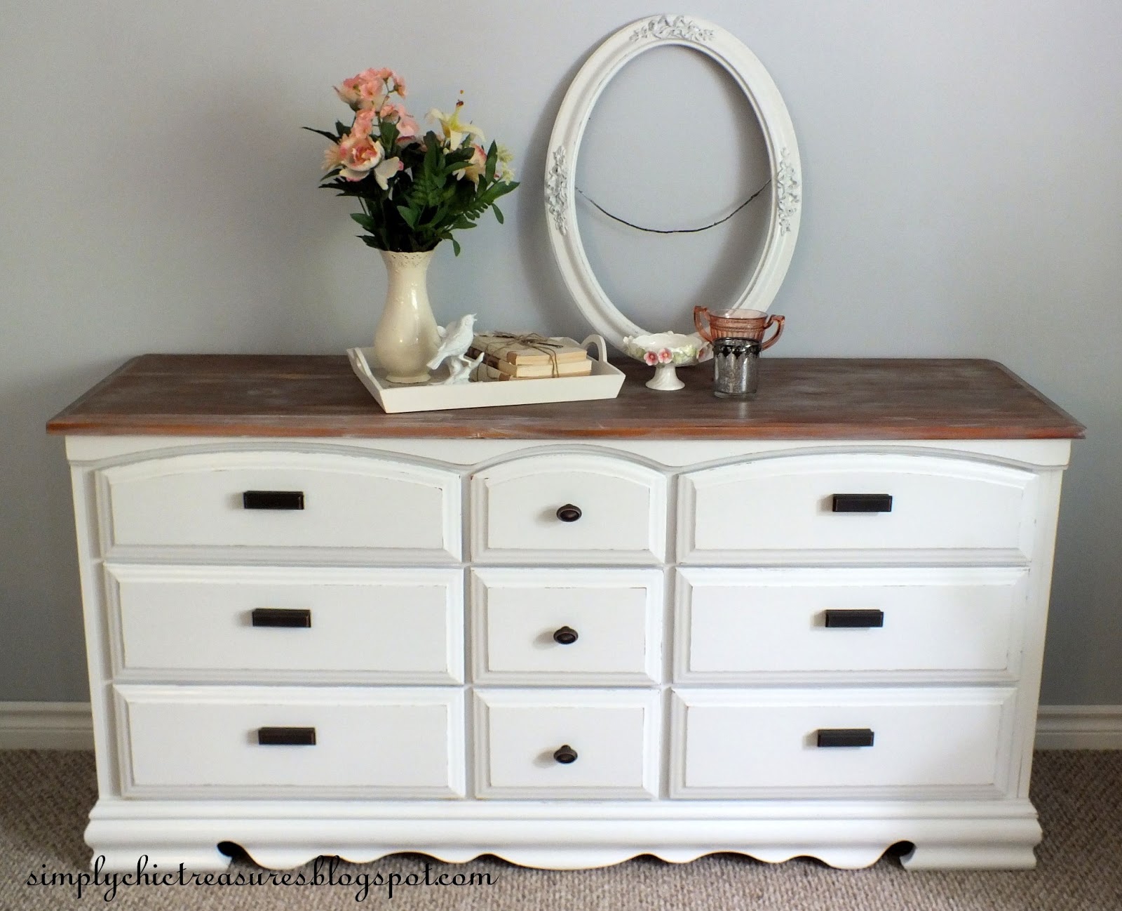 Simply Chic Treasures White Dresser With Lightly Whitewashed Top