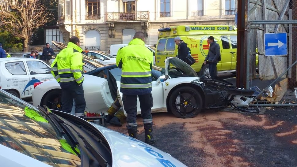Young Driver Showing Off Crashes Ferrari 458 Italia In Geneva