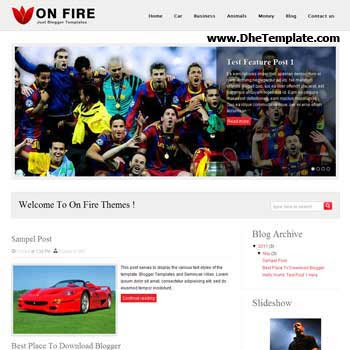 On Fire Blogger Template. featured content blogger template. 4 column footer template