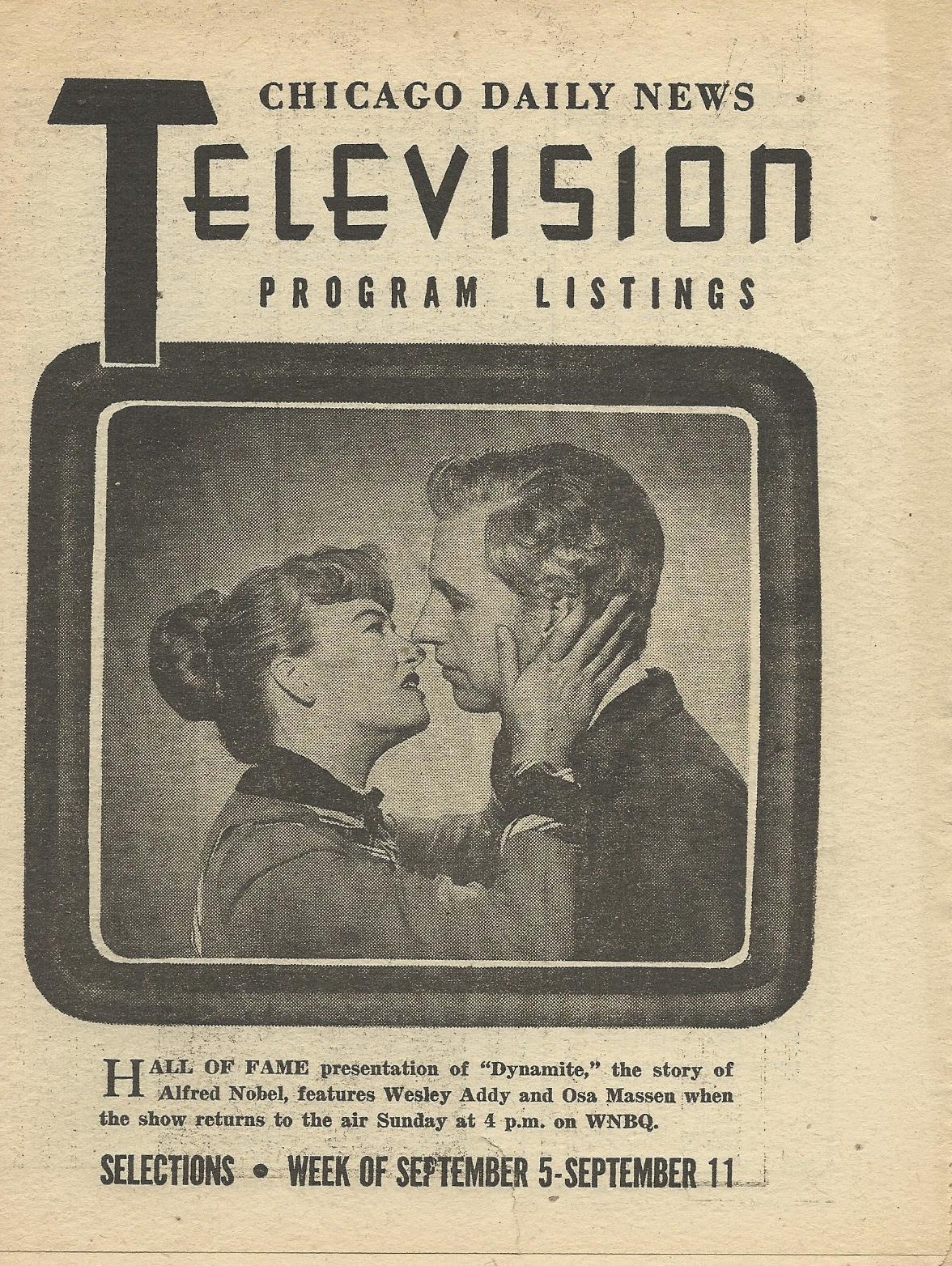 The TV Guide Historian Cover of the Chicago Daily News' TV book, dated