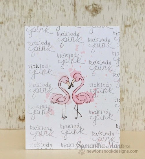 Tickled Pink Flamingos |  One layer card by Samantha Mann | Flirty Flamingos Stamp set by Newton's Nook Designs