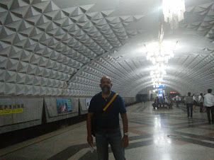 Inside Beruniy Metro Station in Tashkent..