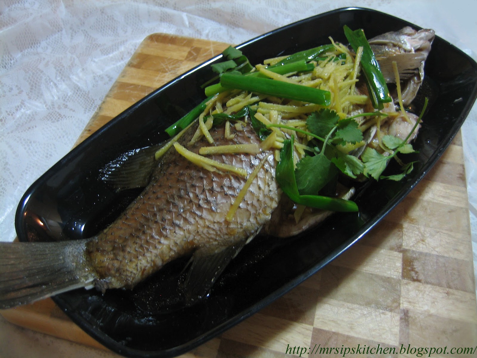 Mrs. Ip's Kitchen Whole Steamed Fish With Ginger And Shallots