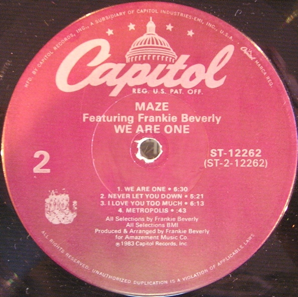 Music Crates Maze Featuring Frankie Beverly ‎ We Are One 1983
