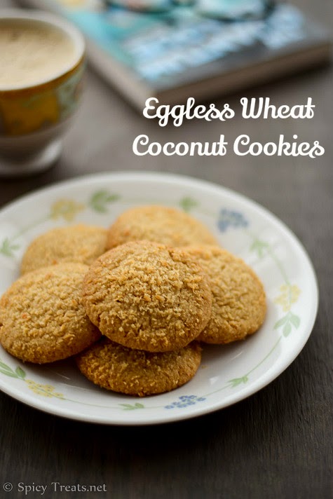 Eggless Wheat Coconut Cookies