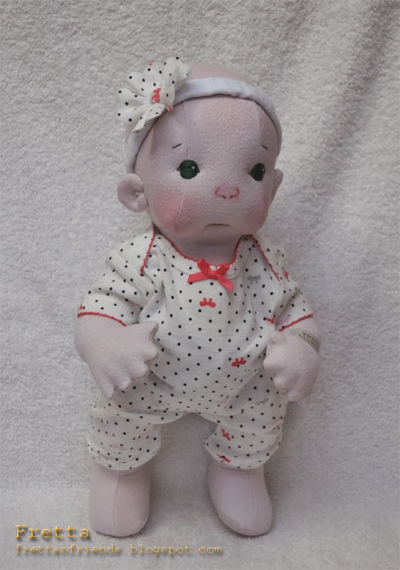 Fretta 16" Soft Sculpted Jointed Baby Doll. Bald / Green Eyes, All