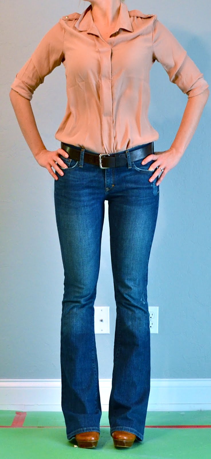 outfit post taupe shirt & bootcut jeans Outfit Posts