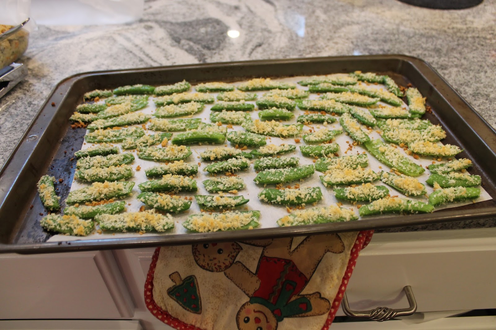 Dinner with the Grobmyers Oven Roasted Sugar Snap Peas