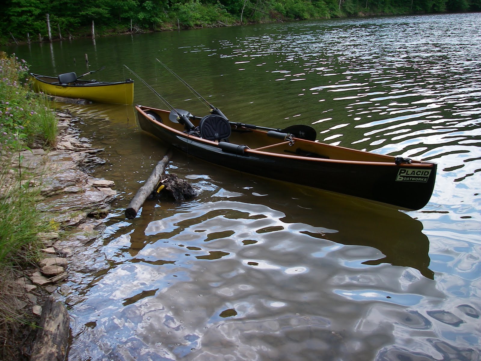 canoefishingwv Placid Boatworks Rapidfire canoe rigged for fishing in WV