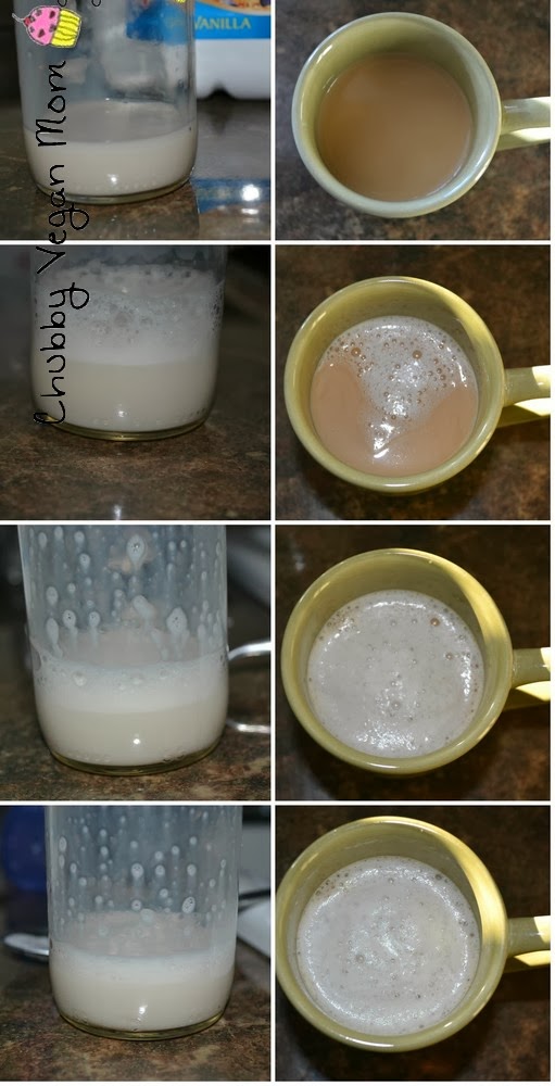 Chubby Vegan Mom Homemade vegan almond milk foam, from a jar