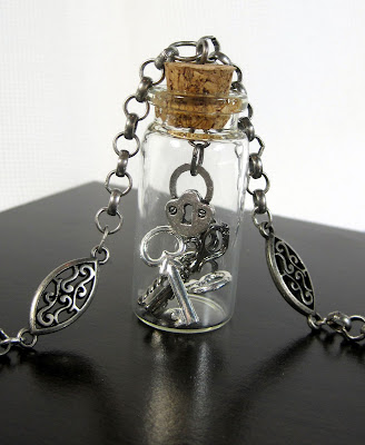 Glass Bottle with Keys Necklace