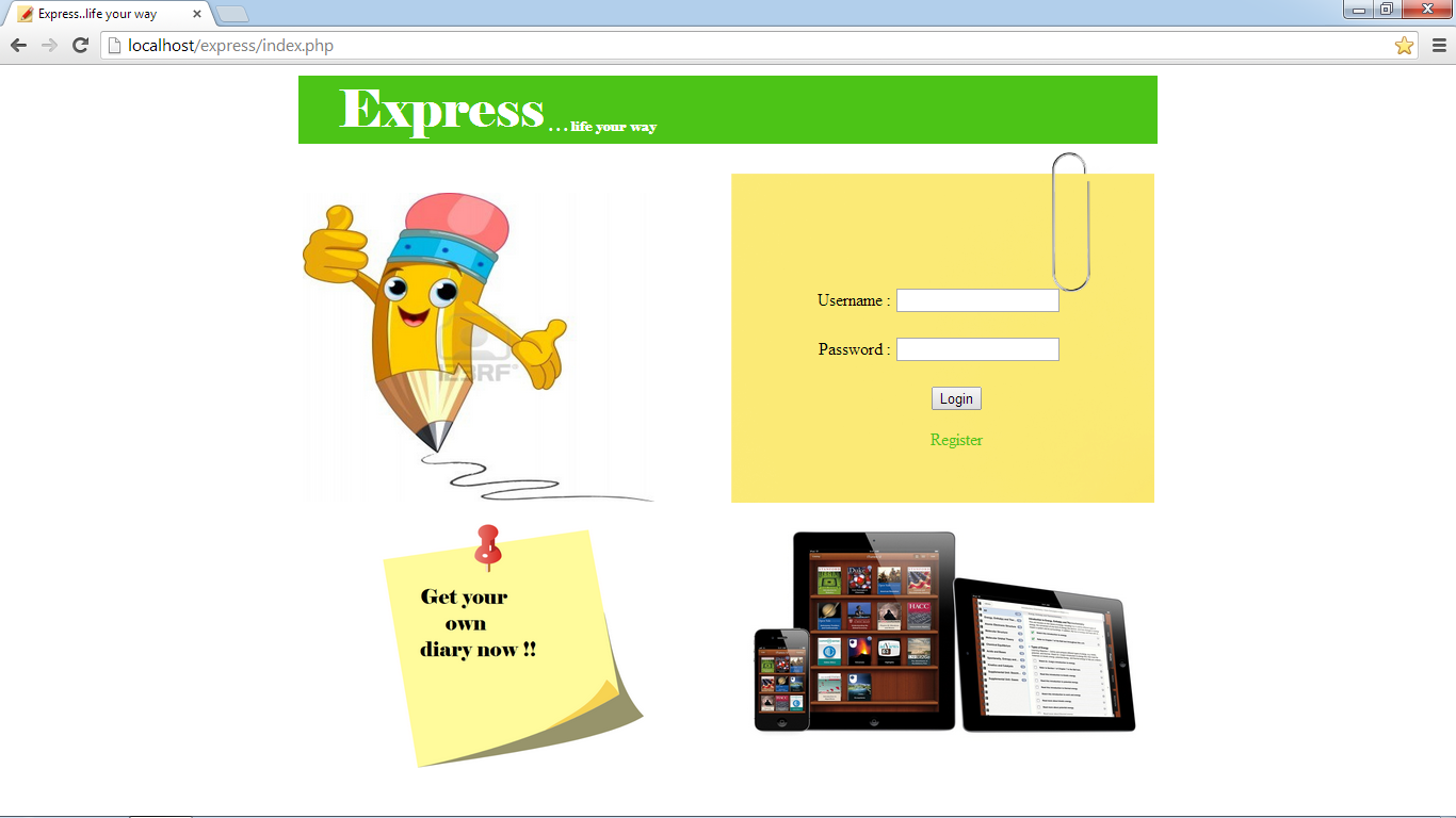 aditya mandhare online diary project php mysql