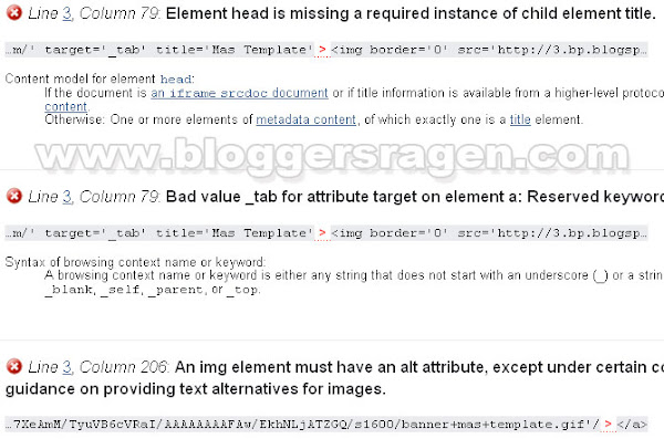 Validasi Element Head Is Missing a Required Instance Of Child Element Title