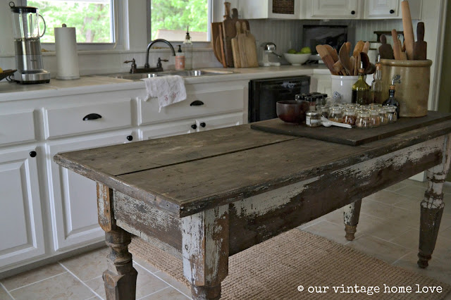 turn kitchen table into farmhouse table