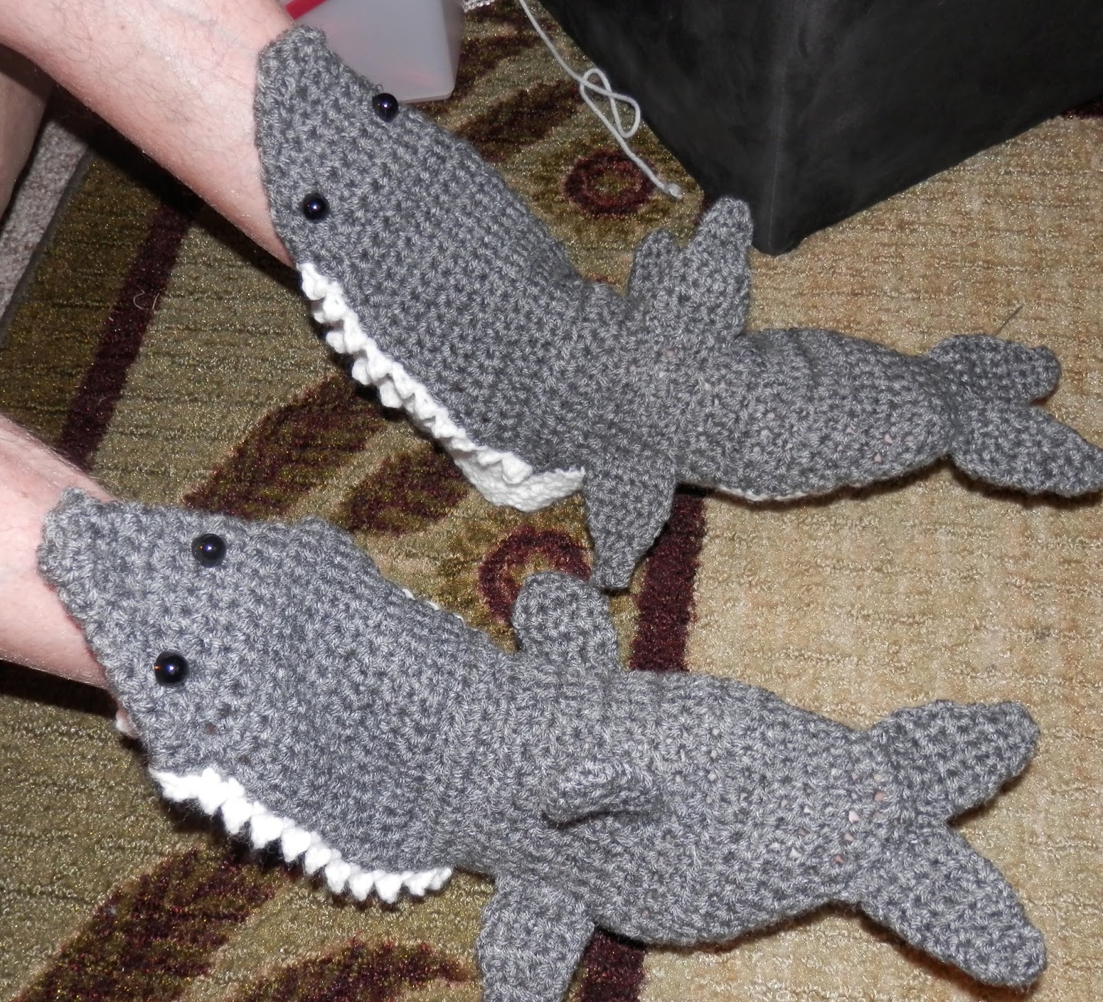 Karens Crocheted Garden of Colors: Shark Slippers
