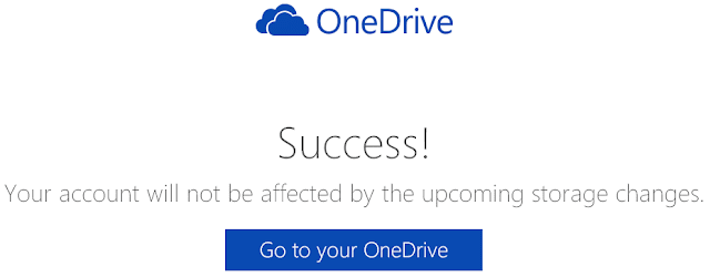 OneDrive Success account not be affected storage changes