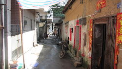 Narrow rural street.