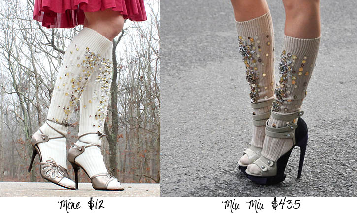 diy knee high socks from tights diy miu miu embellished socks michele diy knee high socks from tights diy miu miu embellished socks michele