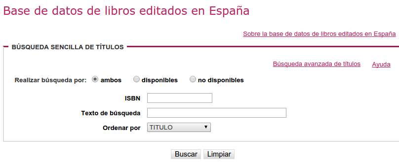 Base de datos de libros editados en España