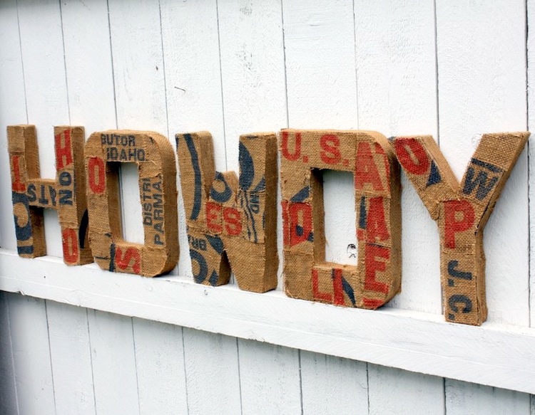 How To Cover Paper Mache Letters burlap covered paper mache letters mod podge rocks