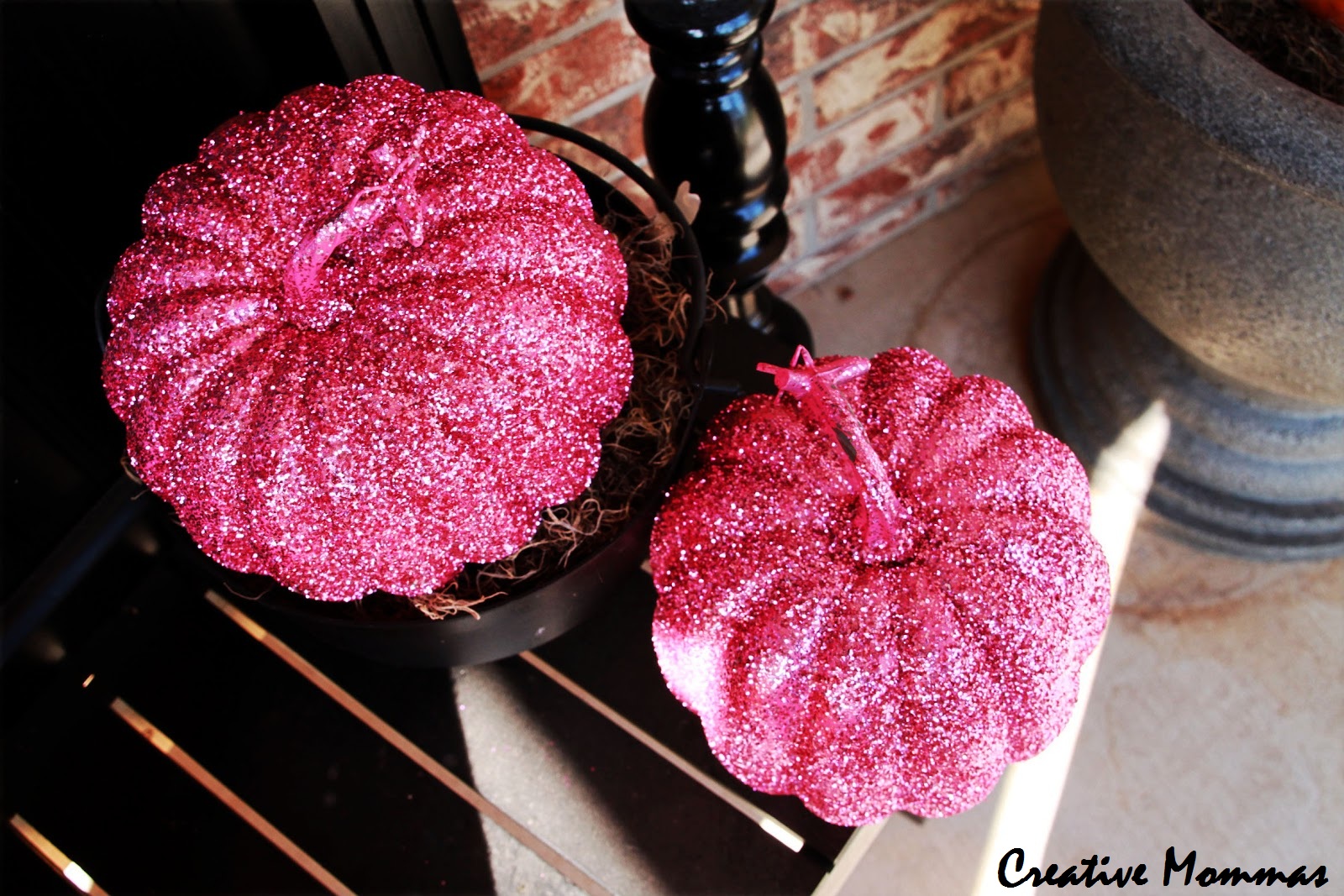 Creative Mommas Halloween Decorations Glittered Pumpkins