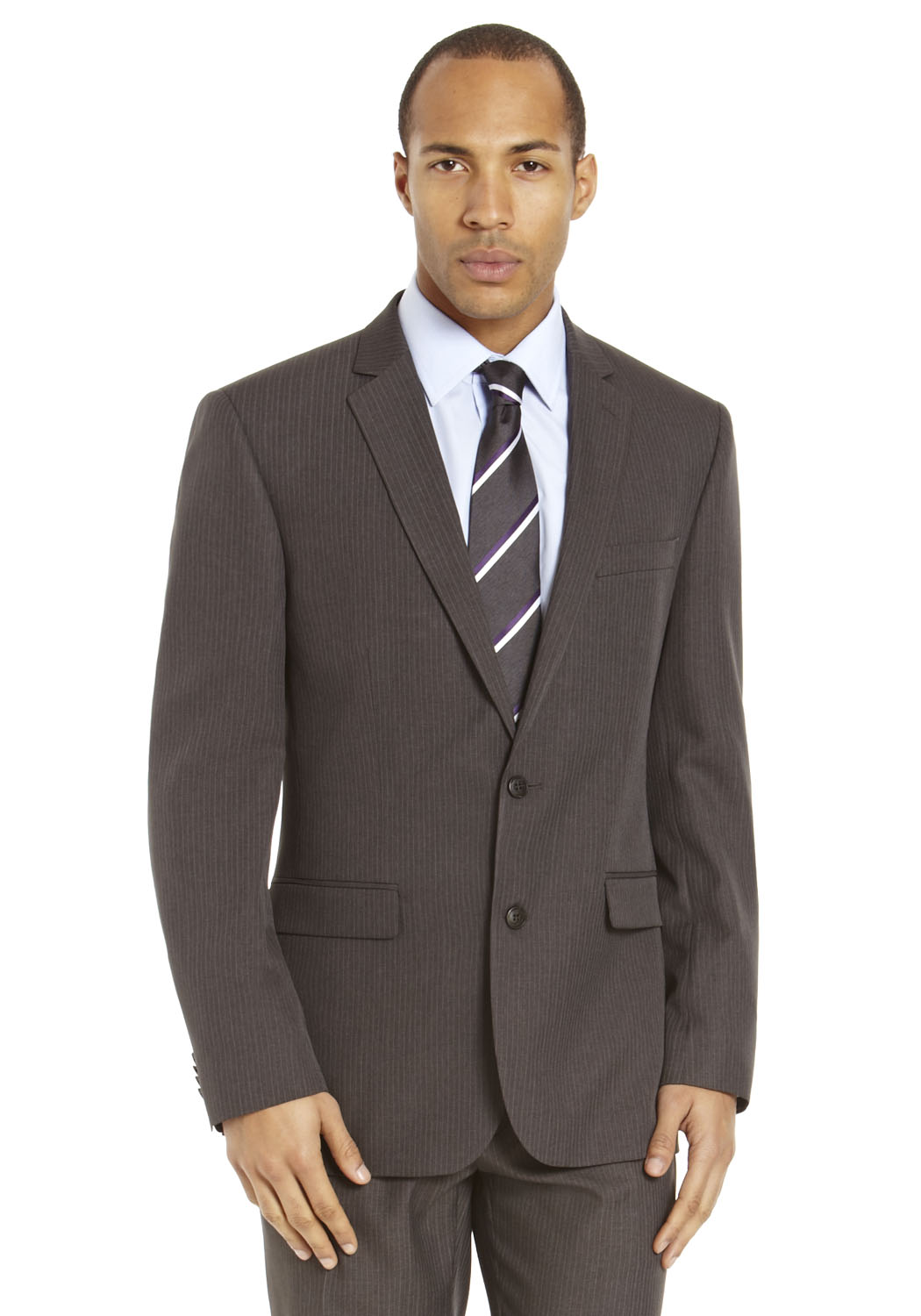 Grey Herringbone Striped Tailored Fit Jacket Fashion Groom