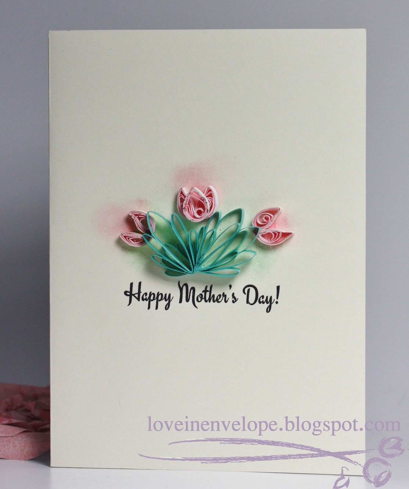 Love in Envelope Quilled Pink Tulips (Mother's Day Card)