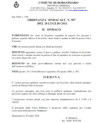 ordinanza del sindaco, fai click per ingrandire