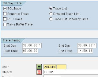 ST05 trace display for user ST05 trace display for user