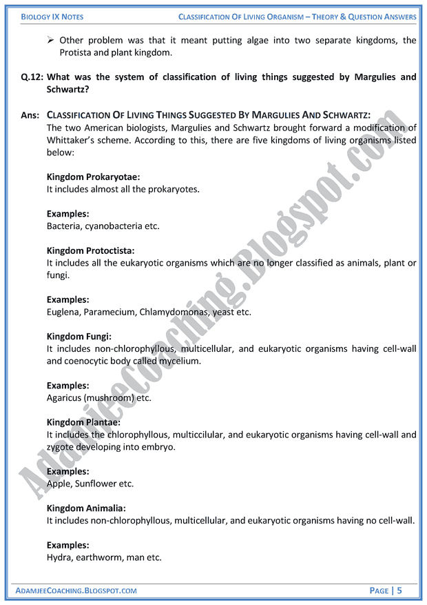 classification-of-living-organism-theory-notes-and-question-answers-biology-notes-for-class-9th