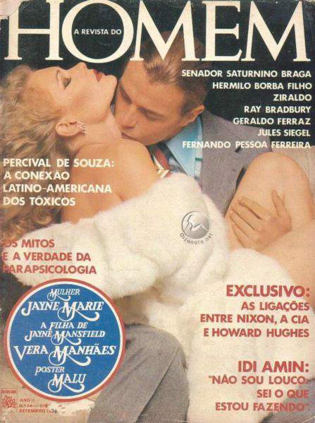 Confira as fotos das modelos Jayne Marie Mansfield e Vera Manhes, capa da Revista Homem de setembro de 1976!