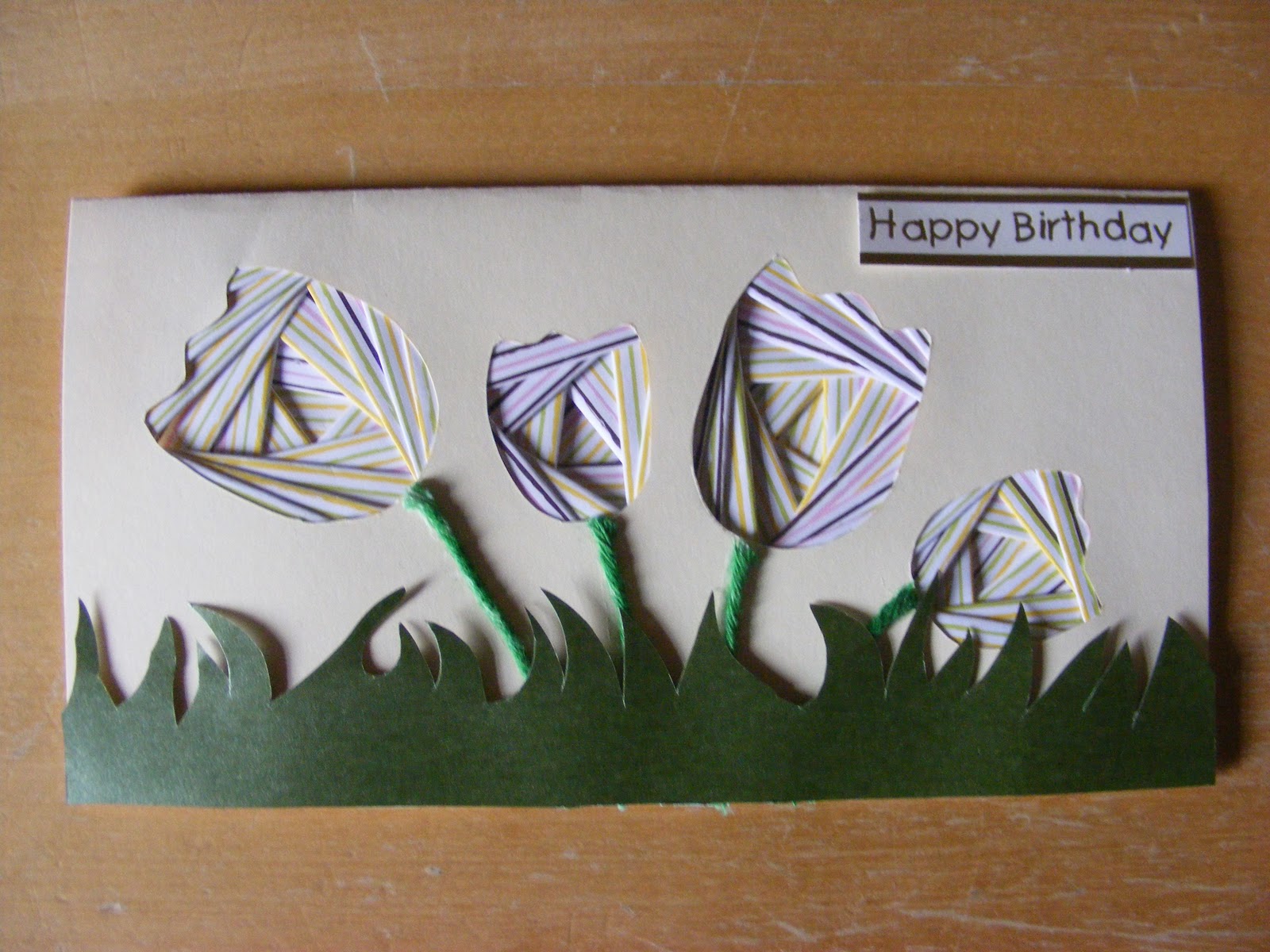 Bav Cards Iris Folding Tulip Birthday card