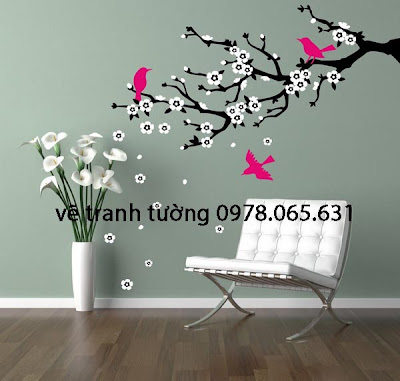 vẽ tranh tường phòng khách