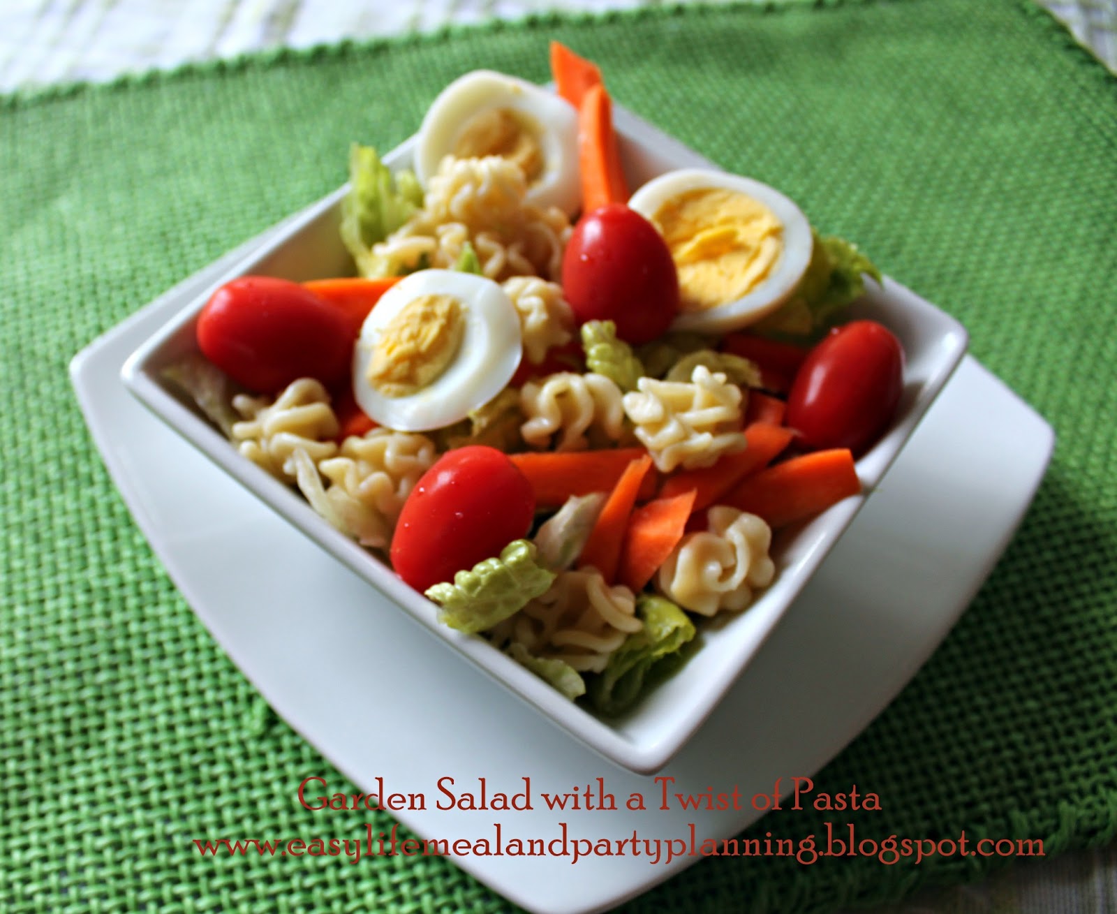 Easy Life Meal and Party Planning Garden Salad with a Pasta Twist