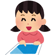 タブレット端末を使う子供のイラスト