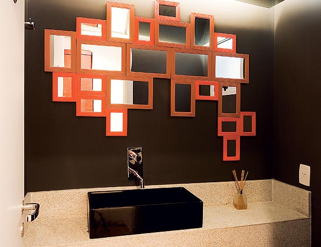 decoracao lavabo branco:conjunto de espelhos de vidrosmodulados colados na parede dá decoracao lavabo branco:conjunto de espelhos de vidrosmodulados colados na parede dá
