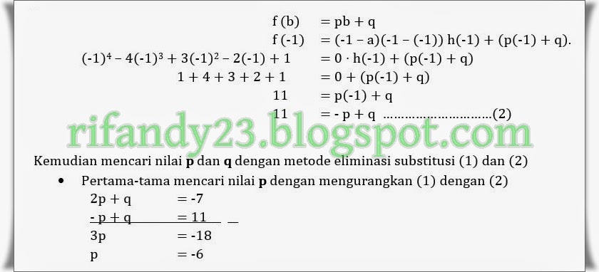 Contoh Soal Penggunaan Teorema Faktor Dan Teorema Sisa